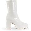 DREAM PAIRS Women’s Mid Calf Gogo Boots Platform High Chunky Block Heel Square Toe Ankle Boots(White-pat)