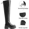 DREAM PAIRS Women’s Platform Over The Knee Boots Lug Sole Round Toe Thigh High Long Chunky Block Heels Fall Boots(Black-pu/Suede)