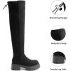 DREAM PAIRS Women’s Platform Over The Knee Boots Lug Sole Round Toe Thigh High Long Chunky Block Heels Fall Boots(Black-suede)