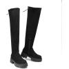 DREAM PAIRS Women’s Platform Over The Knee Boots Lug Sole Round Toe Thigh High Long Chunky Block Heels Fall Boots(Black-suede)