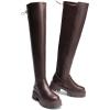 DREAM PAIRS Women’s Platform Over The Knee Boots Lug Sole Round Toe Thigh High Long Chunky Block Heels Fall Boots(Brown-pu)