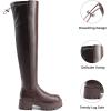 DREAM PAIRS Women’s Platform Over The Knee Boots Lug Sole Round Toe Thigh High Long Chunky Block Heels Fall Boots(Brown-pu)