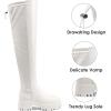 DREAM PAIRS Women’s Platform Over The Knee Boots Lug Sole Round Toe Thigh High Long Chunky Block Heels Fall Boots(White-pu)