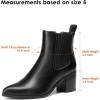 DREAM PAIRS Women’s Retro Elastic Chelsea Ankle Boots Fashion Low Chunky Block Heel Pointed Toe Fall Heeled Booties Shoes(Black-pu)