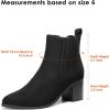 DREAM PAIRS Women’s Retro Elastic Chelsea Ankle Boots Fashion Low Chunky Block Heel Pointed Toe Fall Heeled Booties Shoes(Black-suede)