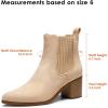 DREAM PAIRS Women’s Retro Elastic Chelsea Ankle Boots Fashion Low Chunky Block Heel Pointed Toe Fall Heeled Booties Shoes(Nude-suede)