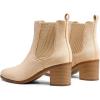 DREAM PAIRS Women’s Retro Elastic Chelsea Ankle Boots Fashion Low Chunky Block Heel Pointed Toe Fall Heeled Booties Shoes(Nude-suede)