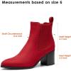 DREAM PAIRS Women’s Retro Elastic Chelsea Ankle Boots Fashion Low Chunky Block Heel Pointed Toe Fall Heeled Booties Shoes(Red-suede)