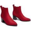 DREAM PAIRS Women’s Retro Elastic Chelsea Ankle Boots Fashion Low Chunky Block Heel Pointed Toe Fall Heeled Booties Shoes(Red-suede)