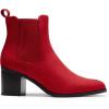 DREAM PAIRS Women’s Retro Elastic Chelsea Ankle Boots Fashion Low Chunky Block Heel Pointed Toe Fall Heeled Booties Shoes(Red-suede)