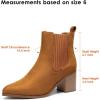 DREAM PAIRS Women’s Retro Elastic Chelsea Ankle Boots Fashion Low Chunky Block Heel Pointed Toe Fall Heeled Booties Shoes(Tan-suede)