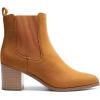 DREAM PAIRS Women’s Retro Elastic Chelsea Ankle Boots Fashion Low Chunky Block Heel Pointed Toe Fall Heeled Booties Shoes(Tan-suede)