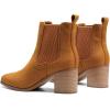 DREAM PAIRS Women’s Retro Elastic Chelsea Ankle Boots Fashion Low Chunky Block Heel Pointed Toe Fall Heeled Booties Shoes(Tan-suede)