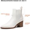 DREAM PAIRS Women’s Retro Elastic Chelsea Ankle Boots Fashion Low Chunky Block Heel Pointed Toe Fall Heeled Booties Shoes(White-pu)