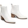 DREAM PAIRS Women’s Retro Elastic Chelsea Ankle Boots Fashion Low Chunky Block Heel Pointed Toe Fall Heeled Booties Shoes(White-pu)