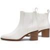 DREAM PAIRS Women’s Retro Elastic Chelsea Ankle Boots Fashion Low Chunky Block Heel Pointed Toe Fall Heeled Booties Shoes(White-pu)