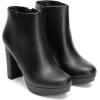 DREAM PAIRS Women’s Stomp High Heel Ankle Boots(Black/Pu)