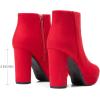 DREAM PAIRS Women’s Stomp High Heel Ankle Boots(Red)