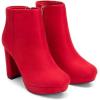 DREAM PAIRS Women’s Stomp High Heel Ankle Boots(Red)