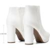 DREAM PAIRS Women’s Stomp High Heel Ankle Boots(White/Pu)