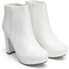 DREAM PAIRS Women’s Stomp High Heel Ankle Boots(White/Pu)
