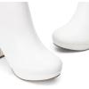 DREAM PAIRS Women’s Stomp High Heel Ankle Boots(White/Pu)
