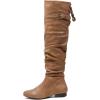 DREAM PAIRS Women’s Suede Over The Knee Thigh High Winter Boots(Camel/Pu)