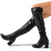 DREAM PAIRS Women’s Thigh High Block Heel Over The Knee Boots(Black-pu)