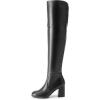 DREAM PAIRS Women’s Thigh High Block Heel Over The Knee Boots(Black-pu)
