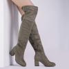DREAM PAIRS Women’s Thigh High Block Heel Over The Knee Boots(Khaki)