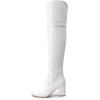 DREAM PAIRS Women’s Thigh High Block Heel Over The Knee Boots(White-pu)