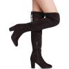 DREAM PAIRS Women’s Thigh High Over The Knee Fashion Boots Block Mid Heel Long Sexy Faux Fur Boots(Brown)