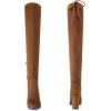 DREAM PAIRS Women’s Thigh High Over The Knee Fashion Boots Block Mid Heel Long Sexy Faux Fur Boots(Brown/Suede)