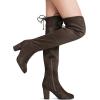 DREAM PAIRS Women’s Thigh High Over The Knee Fashion Boots Block Mid Heel Long Sexy Faux Fur Boots(Khaki)