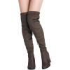 DREAM PAIRS Women’s Thigh High Over The Knee Fashion Boots Block Mid Heel Long Sexy Faux Fur Boots(Shoo-khaki)