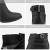 TOETOS Women’s Chunky High Heel Ankle Boots Close Toe Fall Heeled Booties Shoes(Black)