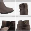 TOETOS Women’s Chunky High Heel Ankle Boots Close Toe Fall Heeled Booties Shoes(Brown)