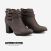 TOETOS Women’s Chunky High Heel Ankle Boots Close Toe Fall Heeled Booties Shoes(Brown-3)