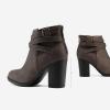 TOETOS Women’s Chunky High Heel Ankle Boots Close Toe Fall Heeled Booties Shoes(Brown-3)