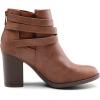 TOETOS Women’s Chunky High Heel Ankle Boots Close Toe Fall Heeled Booties Shoes(Brown-pu)