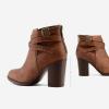 TOETOS Women’s Chunky High Heel Ankle Boots Close Toe Fall Heeled Booties Shoes(Brown-pu)