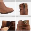 TOETOS Women’s Chunky High Heel Ankle Boots Close Toe Fall Heeled Booties Shoes(Brown-pu)