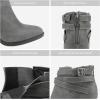 TOETOS Women’s Chunky High Heel Ankle Boots Close Toe Fall Heeled Booties Shoes(Grey)