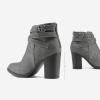 TOETOS Women’s Chunky High Heel Ankle Boots Close Toe Fall Heeled Booties Shoes(Grey)