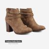 TOETOS Women’s Chunky High Heel Ankle Boots Close Toe Fall Heeled Booties Shoes(Tan)