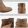 TOETOS Women’s Chunky High Heel Ankle Boots Close Toe Fall Heeled Booties Shoes(Tan)