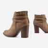 TOETOS Women’s Chunky High Heel Ankle Boots Close Toe Fall Heeled Booties Shoes(Tan)