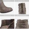 TOETOS Women’s Chunky High Heel Ankle Boots Close Toe Fall Heeled Booties Shoes(Taupe)