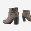 TOETOS Women’s Chunky High Heel Ankle Boots Close Toe Fall Heeled Booties Shoes(Taupe)