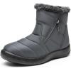 DREAM PAIRS Winter Boots for Women Warm Fur Lined with Zipper Flat Ankle Boots Comfortable Lightweight Outdoor Indoor Booties(Grey)